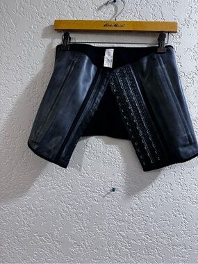 Black Lace-Up Waist Trainer Shorts